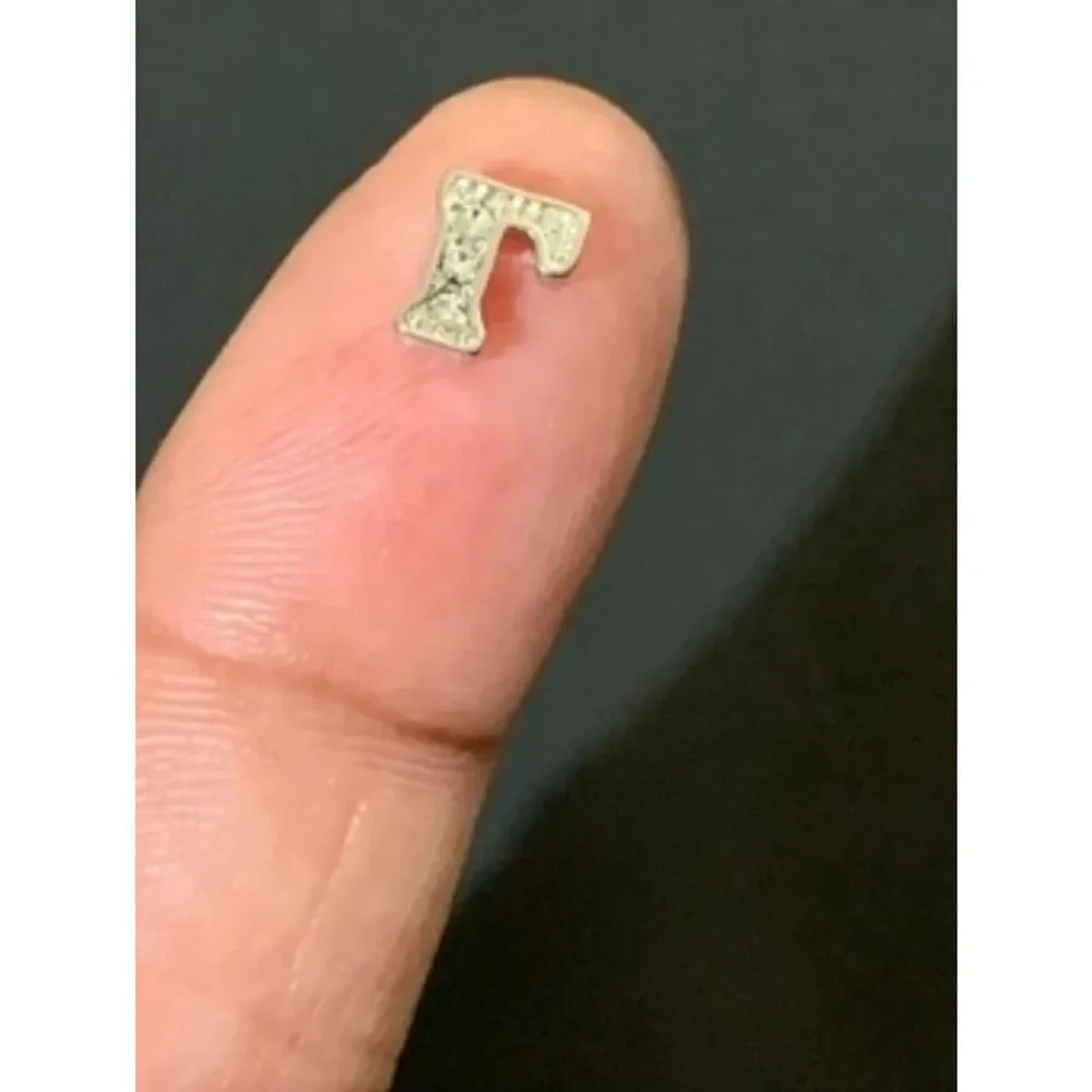 'F' Letter Charm with Crystal Accents For Floating Lockets